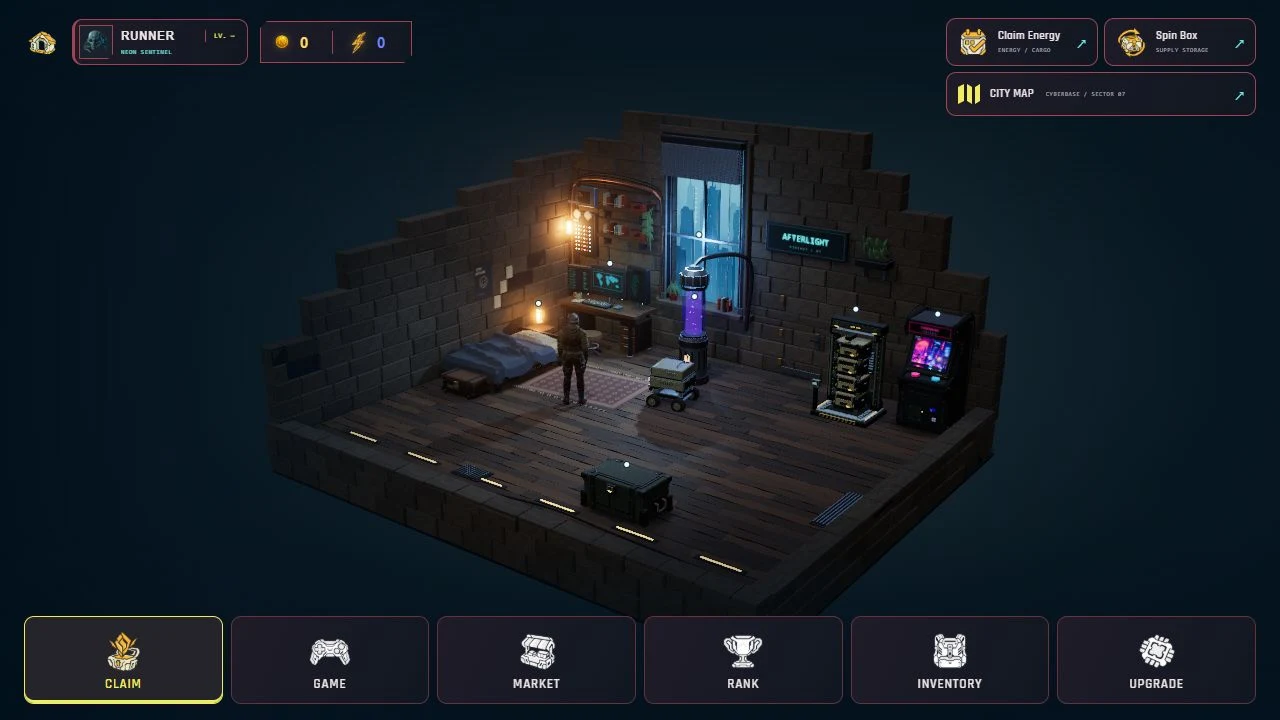 Afterlight room with its reactor, salvage robot and arcade